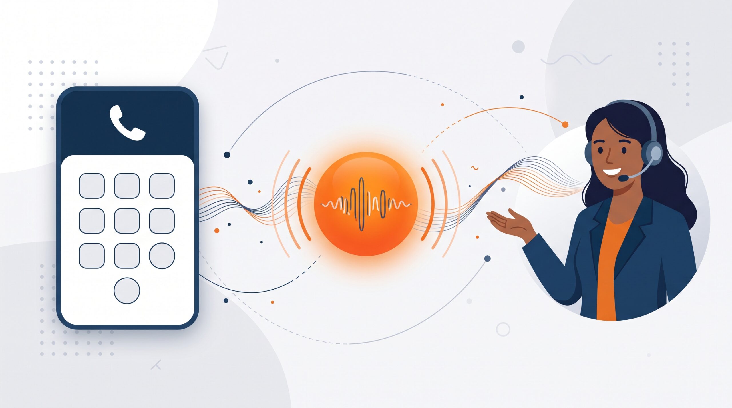 Comparativa visual entre un IVR clásico, un asistente virtual con IA y una recepcionista humana